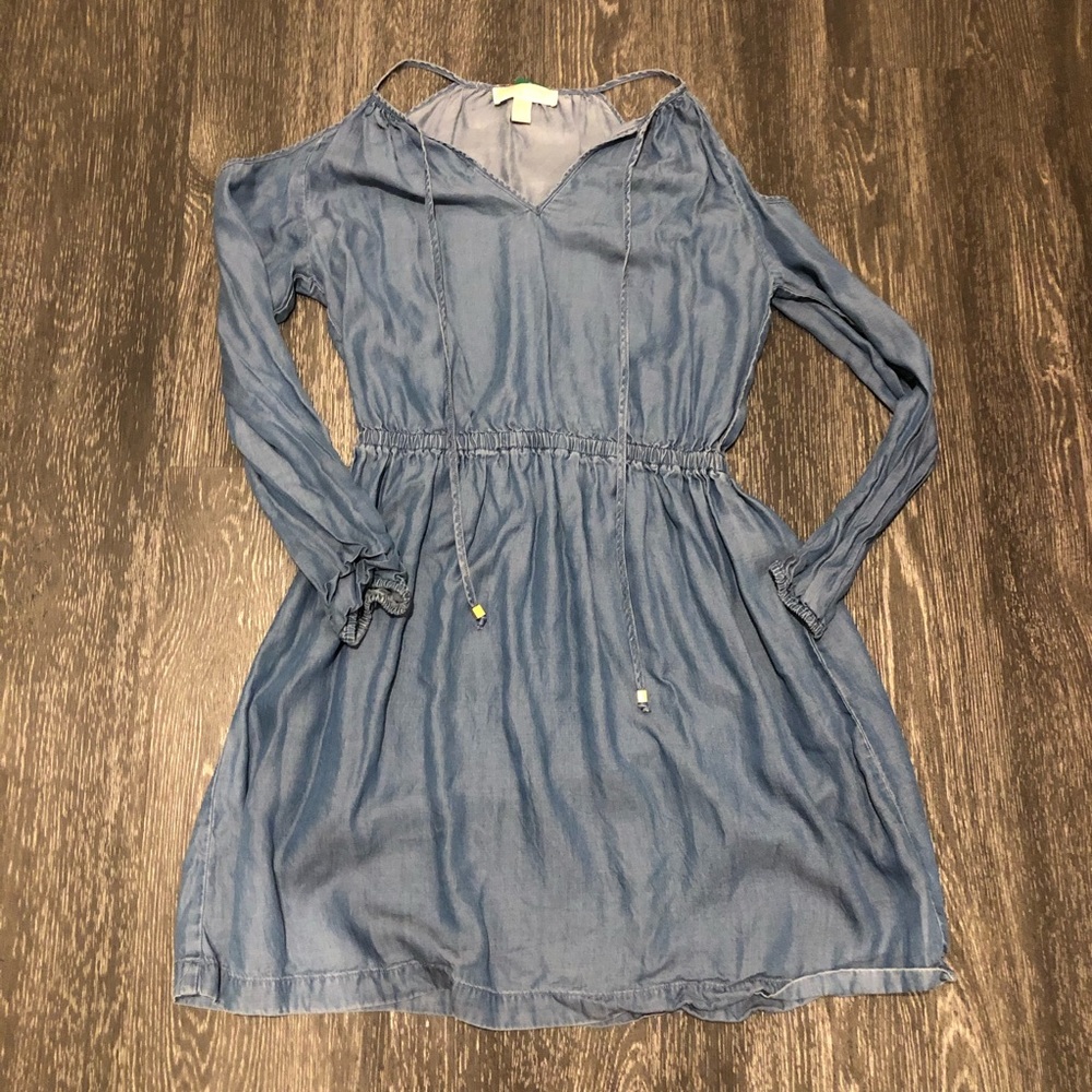 Michael Kors Peek-a-boo Long Sleeve Denim Dress
